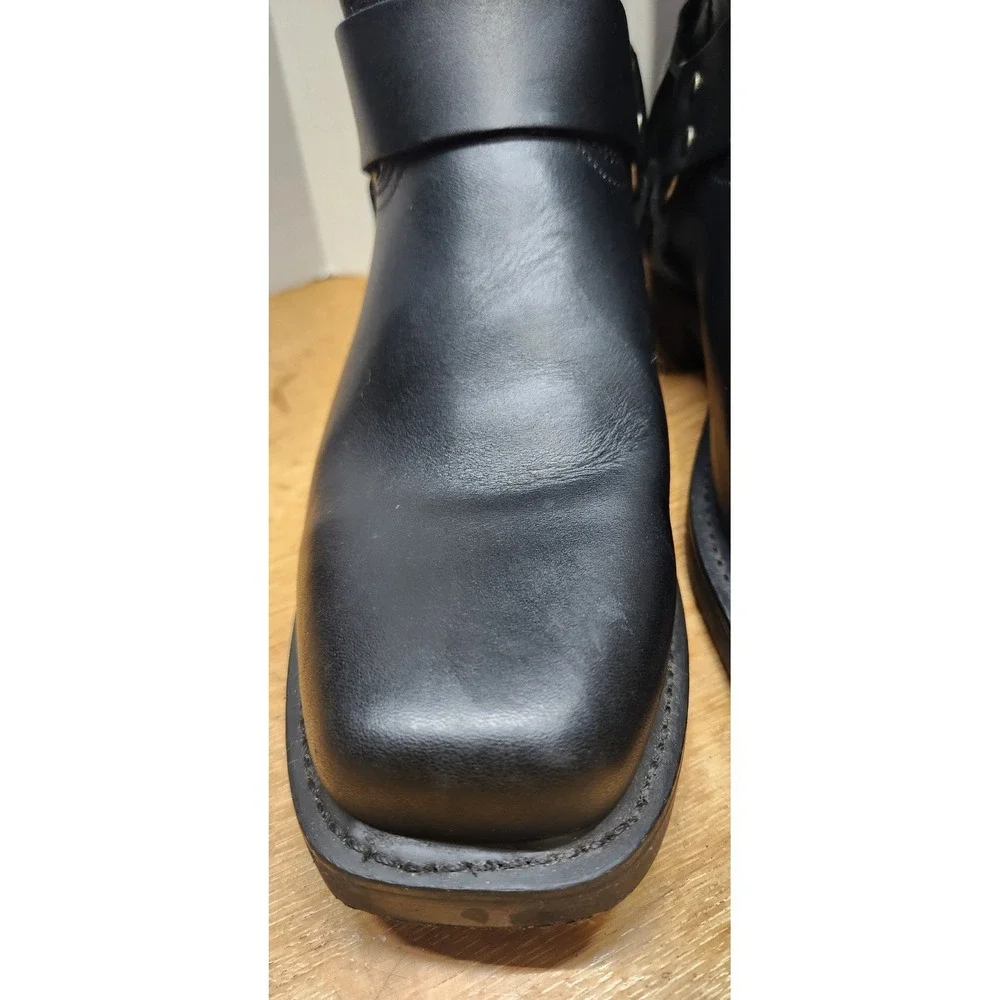 Dingo DI19057 Mens Black Leather Harness Motorcycle Boots Square Toe Size 11D